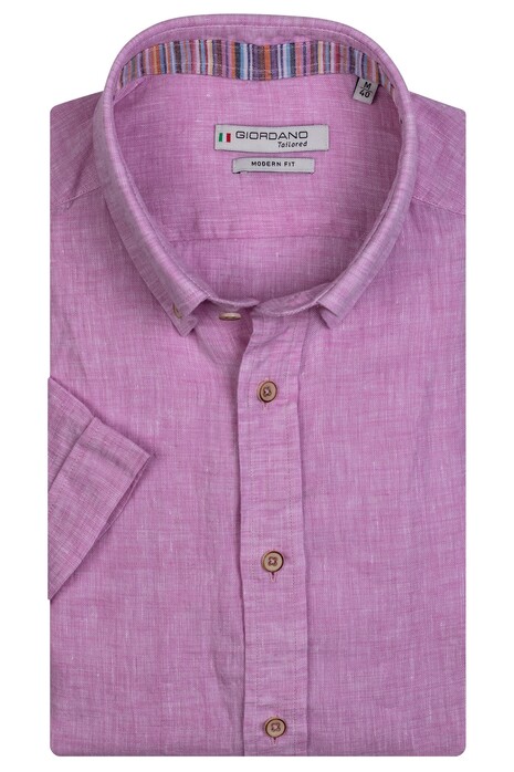 Giordano Sauro Button Down Elegant Washed Linen Shirt Pink