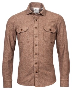 Giordano Semi Cutaway Boucle Fabric Overshirt Brown