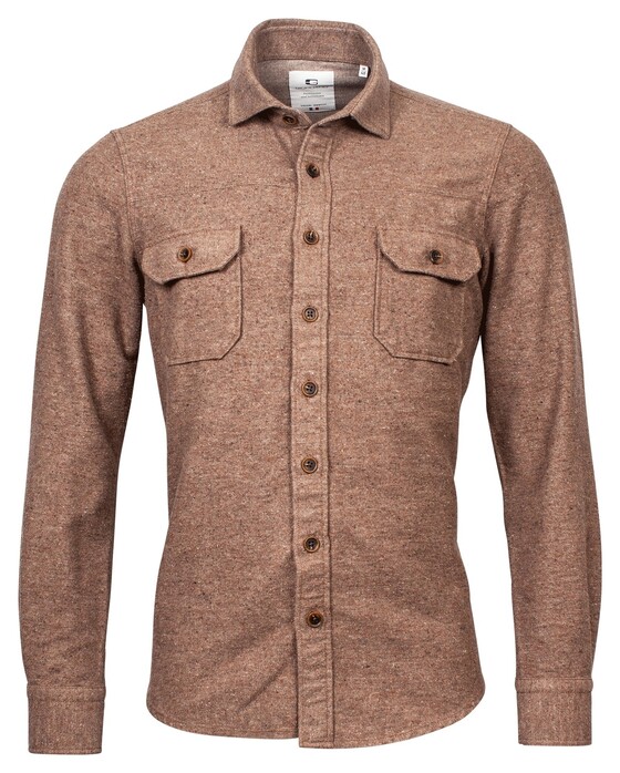 Giordano Semi Cutaway Boucle Fabric Overshirt Brown