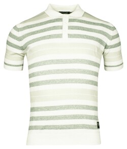 Giordano Silvan Knitted Melange 3-Button Collar Stripe Polo Appel