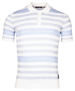 Giordano Silvan Knitted Melange 3-Button Collar Stripe Poloshirt Navy