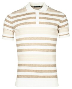 Giordano Silvan Knitted Melange 3-Button Collar Stripe Poloshirt Sand
