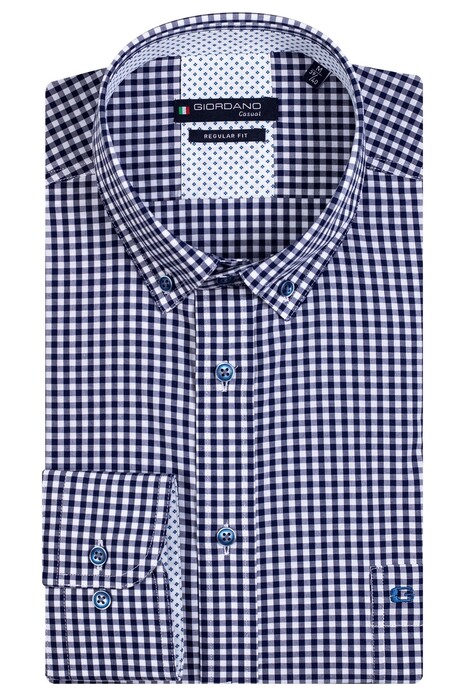 Giordano Small Check Ivy Button Down Overhemd Navy