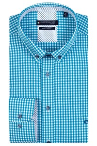 Giordano Small Check Ivy Button Down Overhemd Petrol
