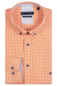 Giordano Small Check Ivy Button Down Shirt Coral