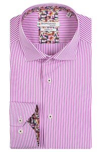 Giordano Small Stripe Maggiore Semi Cutaway Overhemd Roze