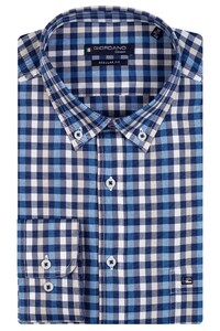 Giordano Small Twill Check Ivy Button Down Overhemd Blue-Taupe