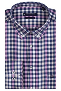 Giordano Small Twill Check Ivy Button Down Shirt Purple-Blue