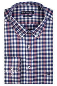 Giordano Small Twill Check Ivy Button Down Shirt Soft Coral-Blue