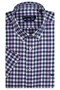 Giordano Small Twill Check League Button Down Overhemd Paars-Blauw