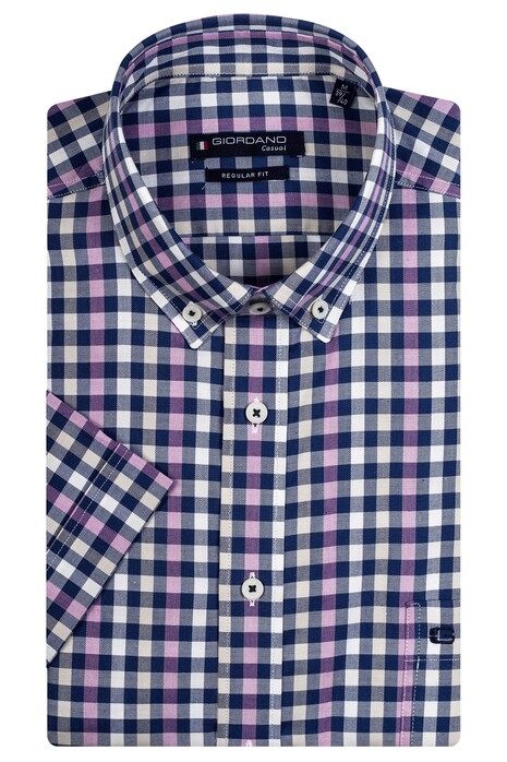 Giordano Small Twill Check League Button Down Shirt Purple-Blue