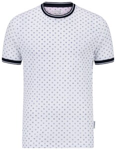 Giordano Stefano 2 Tone Slub Quality Mini Pattern T-Shirt Wit-Navy