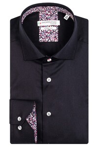 Giordano Subtle Contrast Plain Twill Maggiore Semi Cutaway Overhemd Zwart