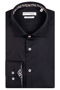 Giordano Subtle Contrast Plain Twill Maggiore Semi Cutaway Overhemd Zwart