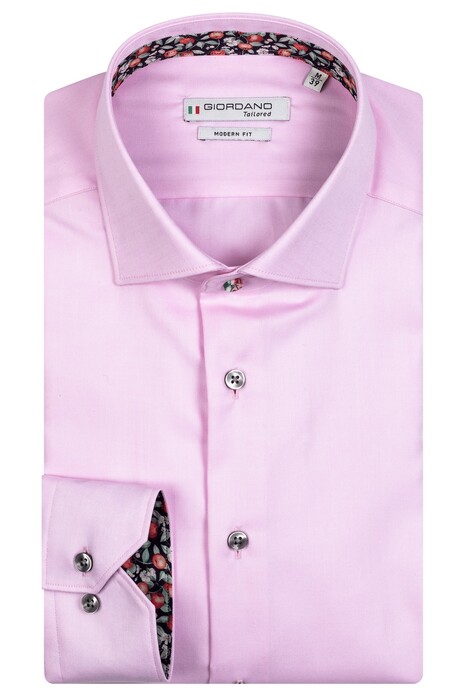Giordano Subtle Contrast Plain Twill Maggiore Semi Cutaway Shirt Light Pink