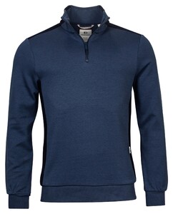 Giordano Sweatshirt Zip Jersey Teddy Contrast Pullover Dark Evening Blue