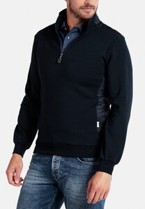 Giordano Sweatshirt Zip Jersey Teddy Contrast Pullover Dark Navy