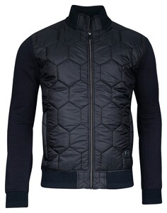 Giordano Tomasso Hybrid Cardigan Doubleface Knit Honeycomb Pattern Navy