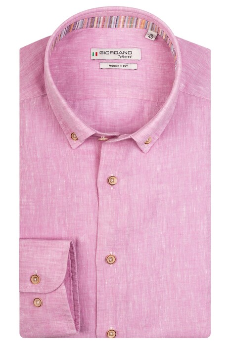 Giordano Torrino Button Down Elegant Washed Linnen Overhemd Roze