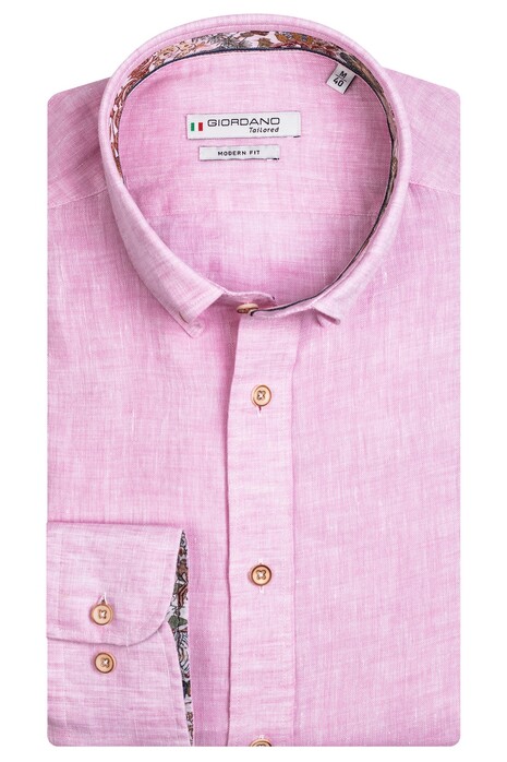 Giordano Torrino Button Down Plain Linen Shirt Pink