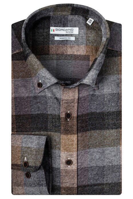 Giordano Torrino Fashionable Check Overhemd Donker Bruin