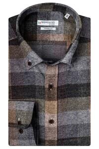 Giordano Torrino Fashionable Check Shirt Dark Brown Melange