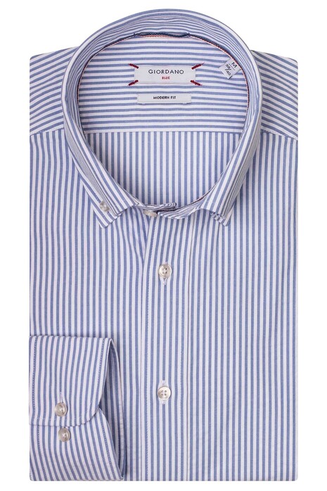 Giordano Torrino Fine Seersucker Stripe Shirt Blue