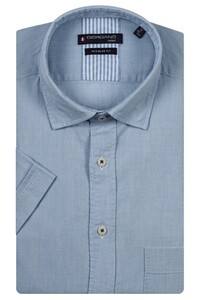 Giordano Trento Button Under Washed Cotton Tencel Chambray Overhemd Licht Blauw