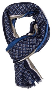 Giordano Twill Shawl Fantasy Pattern Sjaal Blue-Sand