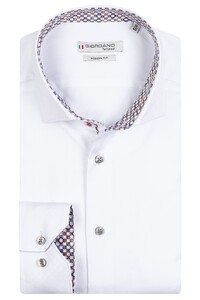 Giordano Two-Tone Mini Herringbone Maggiore Semi Cutaway Shirt White