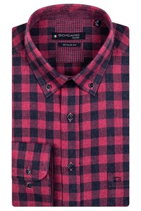 Giordano Two Tone Twill Check Ivy Button Down Overhemd Rood