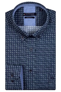 Giordano Two Tone Weave Look Check Ivy Button Down Overhemd Donker Groen