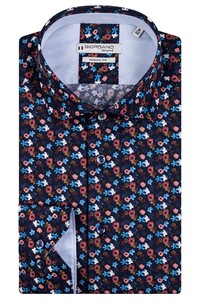 Giordano Watercolor Flower Pattern Maggiore Semi Cutaway Shirt Navy-Red-Multi