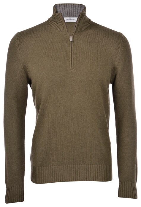 Gran Sasso 2-Ply Cashmere Blend Zip Pullover Moss Green