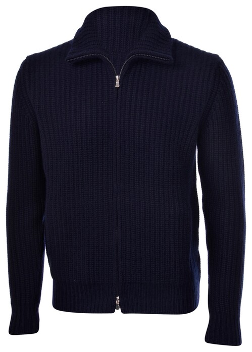 Gran Sasso 5-Ply Pure Cashmere Full Zip Cardigan Blue Navy