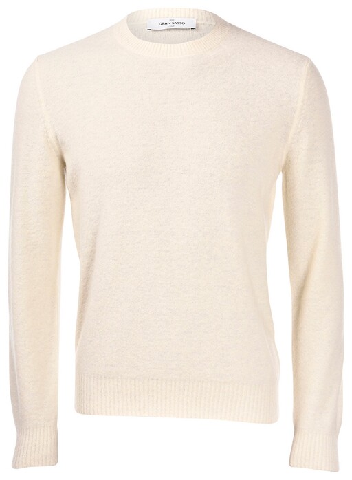 Gran Sasso Bouclé Crew Neck Wool Blend Pullover Off White