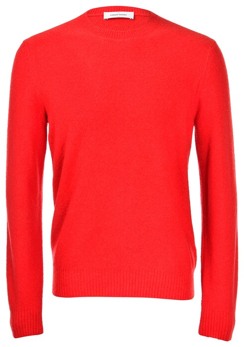 Gran Sasso Bouclé Crew Neck Wool Blend Pullover Red