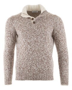 Gran Sasso Button Collar Melange Pullover Brown Melange Dark