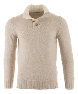 Gran Sasso Button Collar Melange Pullover Extra Light Sand Melange