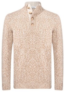 Gran Sasso Button Collar Melange Trui Beige-Wit