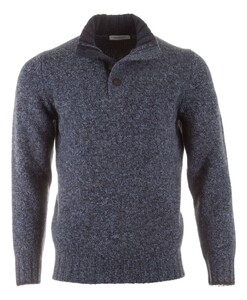 Gran Sasso Button Collar Melange Trui Denim Blue Melange