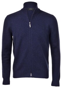 Gran Sasso Cardigan Zip Wool Blend Vest Blue Navy