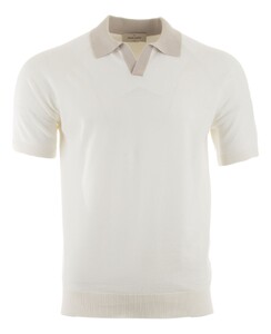 Gran Sasso Collar Contrast Fine Cotton Polo Off White