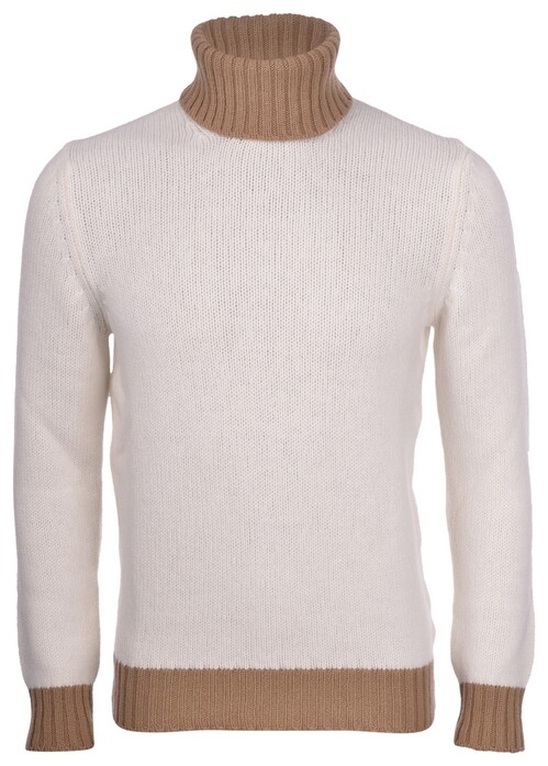 Gran Sasso Color Block Turtle Geelong Wool Pullover White