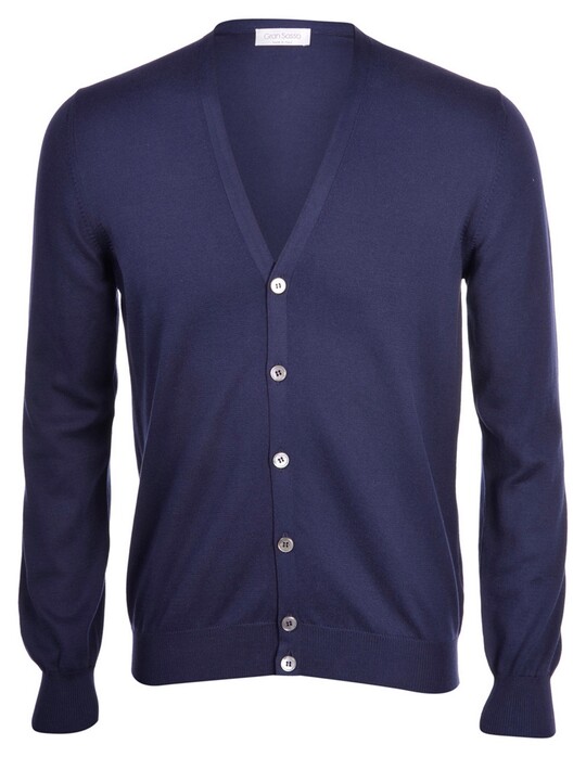 Gran Sasso Cotton Button Cardigan Blue Navy