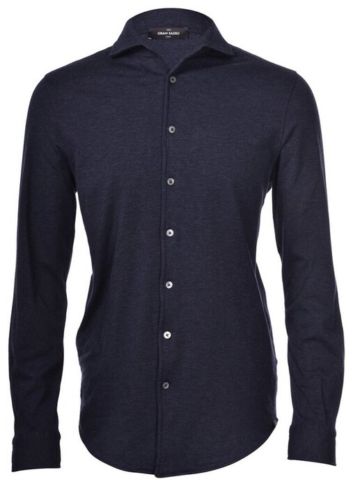 Gran Sasso Cotton Cashmere Wide-Spread Overhemd Blue Navy