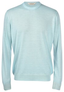 Gran Sasso Crew Neck Fine Knit Wool Trui Licht Groenblauw