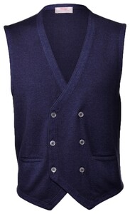 Gran Sasso Double-Breasted Vintage Gilet Donker Blauw