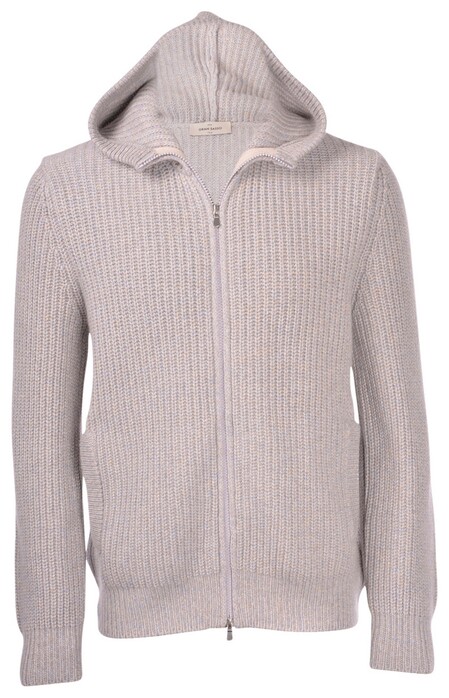 Gran Sasso Eco Cashmere Mouliné Hooded Full Zip Cardigan Light