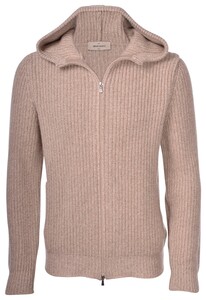 Gran Sasso Eco Cashmere Mouliné Hooded Full Zip Vest Beige